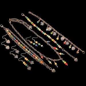 8pc Avante Jewelry COLLECTION Necklace Earrings Bracelets Coppertone Beads Chain
